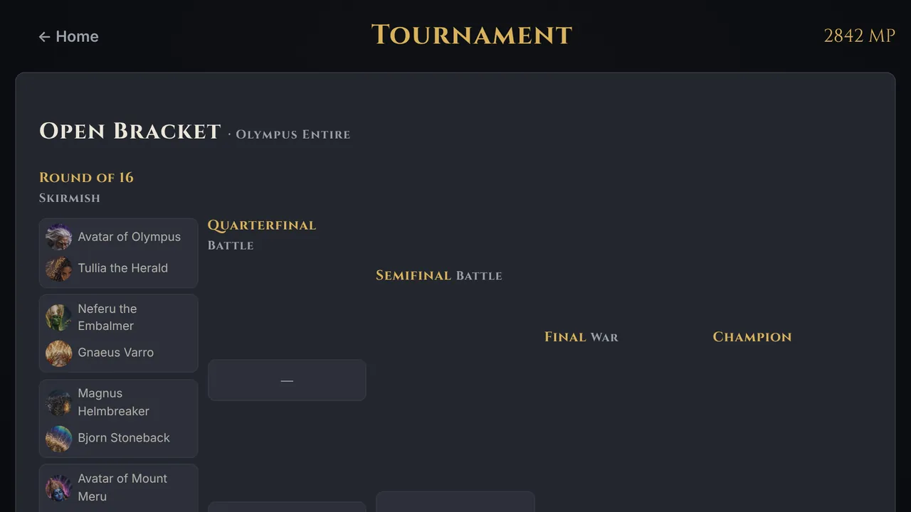 A 16-player tournament bracket.